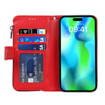 Custodia portafoglio in pelle con cerniera per iPhone 14