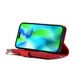 Custodia portafoglio in pelle con cerniera per iPhone 14