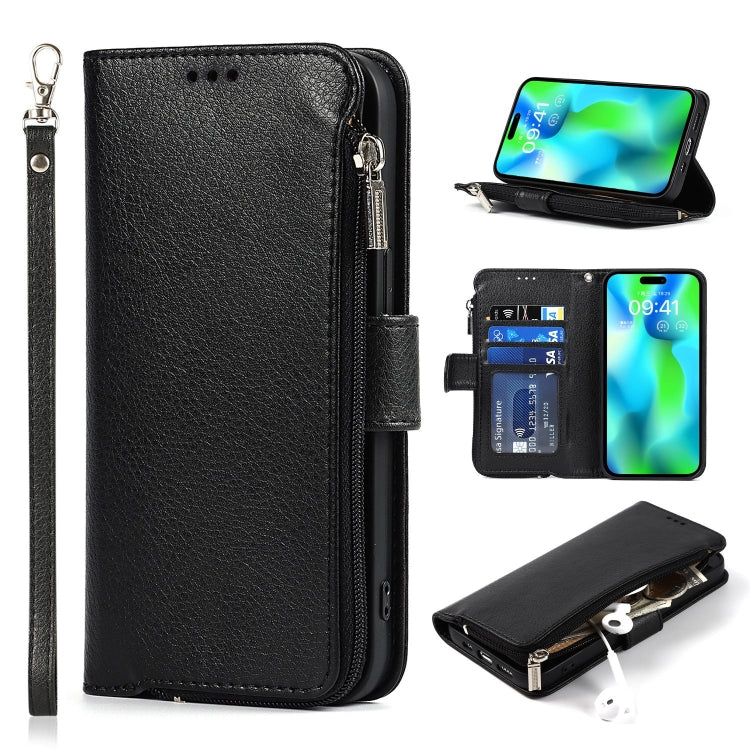 Custodia portafoglio in pelle con cerniera per iPhone 14