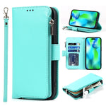 Custodia portafoglio in pelle con cerniera per iPhone 14