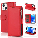 Custodia portafoglio in pelle con cerniera per iPhone 14