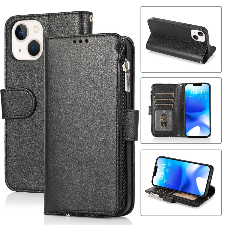Custodia portafoglio in pelle con cerniera per iPhone 14