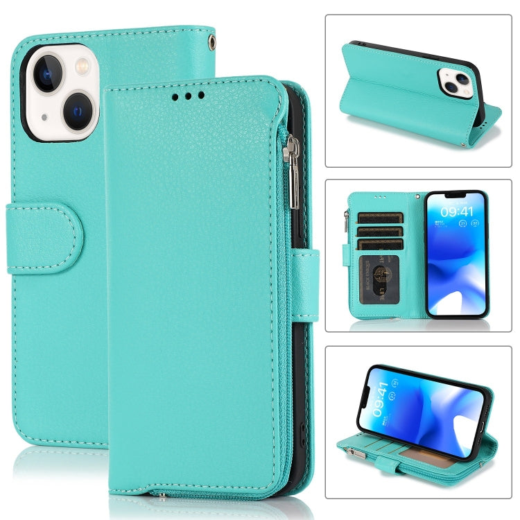 Custodia portafoglio in pelle con cerniera per iPhone 14