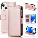 Custodia portafoglio in pelle con cerniera per iPhone 14