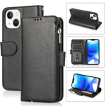 Custodia portafoglio in pelle con cerniera per iPhone 14