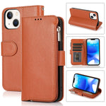 Custodia portafoglio in pelle con cerniera per iPhone 14