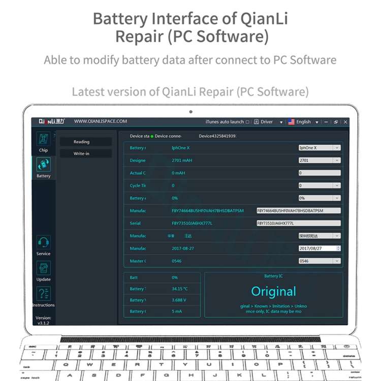 Modulo Batteria per Programmatore Qianli iCopy Plus 2.2
