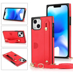 Custodia portafoglio in pelle con cinturino per iPhone 14 Pro Max