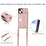Custodia portafoglio in pelle con cinturino per iPhone 14 Pro Max