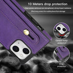 Custodia portafoglio in pelle con cinturino per iPhone 14 Pro Max