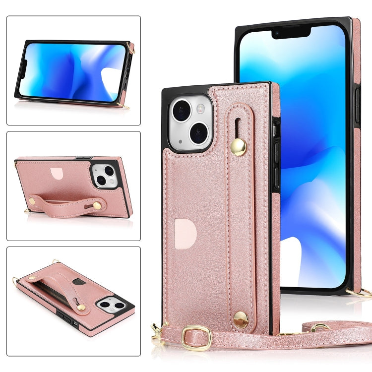 Custodia portafoglio in pelle con cinturino per iPhone 14 Pro Max