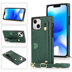 Custodia portafoglio in pelle con cinturino per iPhone 14 Pro Max