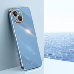 Custodia TPU antiurto con bordo oro per iPhone 14 Plus