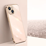 Custodia TPU antiurto con bordo oro per iPhone 14 Plus