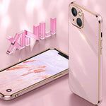 Custodia TPU antiurto con bordo oro per iPhone 14 Plus
