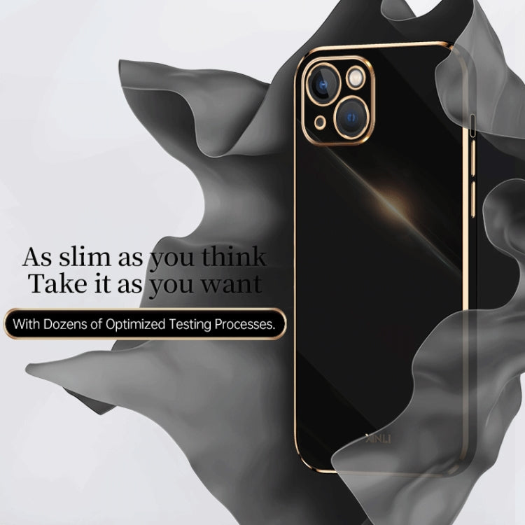 Custodia TPU antiurto con bordo oro per iPhone 14 Plus