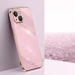 Custodia TPU antiurto con bordo oro per iPhone 14 Plus