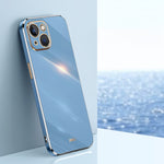 Custodia TPU antiurto con bordo oro per iPhone 14 Plus
