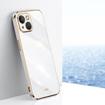 Custodia TPU antiurto con bordo oro per iPhone 14 Plus
