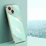 Custodia TPU antiurto con bordo oro per iPhone 14 Plus