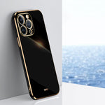 Custodia TPU antiurto con bordo oro per iPhone 14 Plus