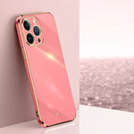 Custodia TPU antiurto con bordo oro per iPhone 14 Plus