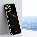 Custodia TPU antiurto con bordo oro per iPhone 14 Pro Max