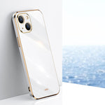 Custodia TPU antiurto con bordo oro per iPhone 14 Pro Max