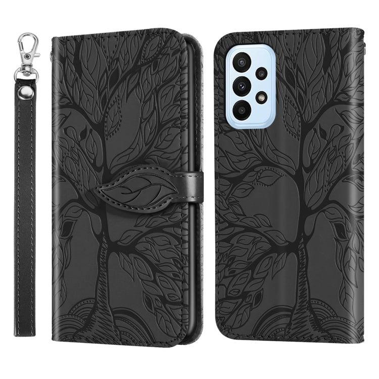 Custodia in pelle con motivo albero della vita per Galaxy A34 5G