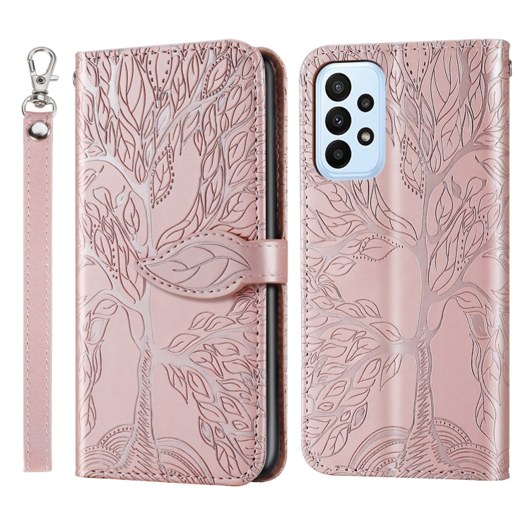 Custodia in pelle con motivo albero della vita per Galaxy A34 5G