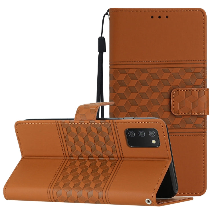 Custodia in pelle goffrata con cordino per Samsung Galaxy A02s