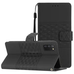 Custodia in pelle goffrata con cordino per Samsung Galaxy A02s
