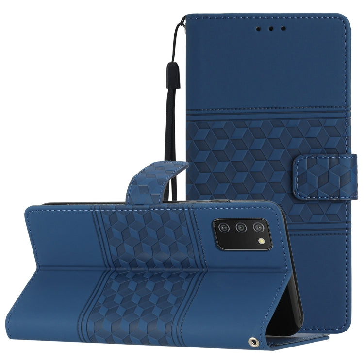 Custodia in pelle goffrata con cordino per Samsung Galaxy A02s