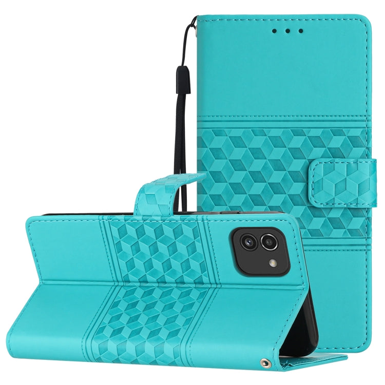 Custodia in pelle goffrata con cordino per Samsung Galaxy A02s