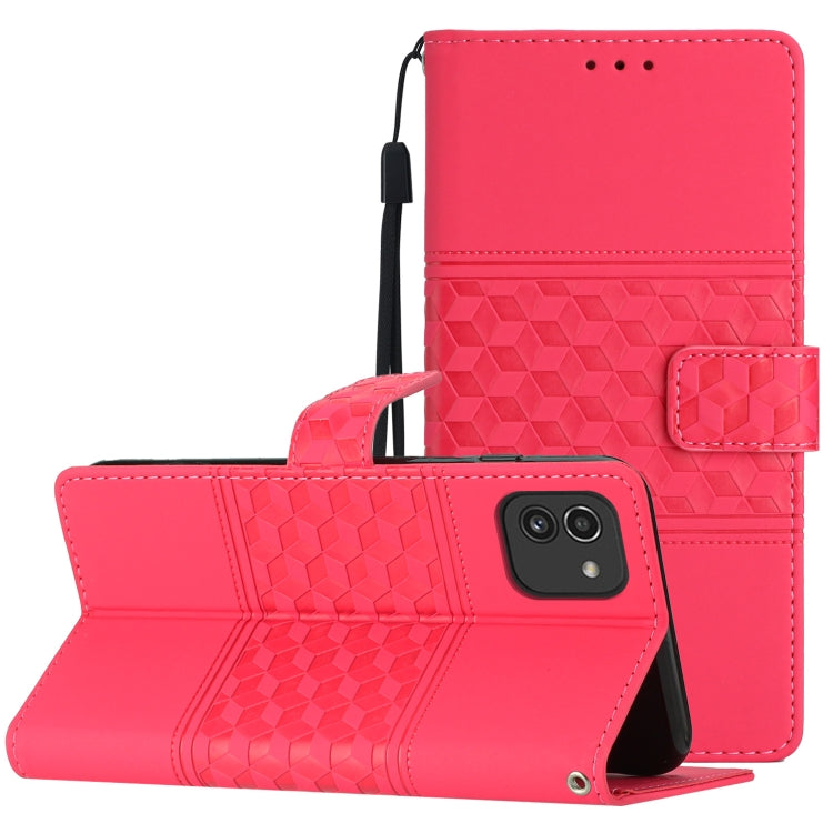 Custodia in pelle goffrata con cordino per Samsung Galaxy A02s