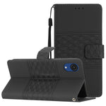Custodia in pelle goffrata con cordino per Samsung Galaxy A02s