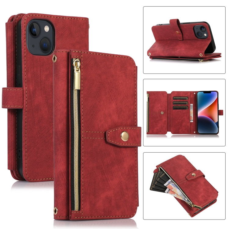 Custodia portafoglio in pelle con cerniera per iPhone 14 Pro Max