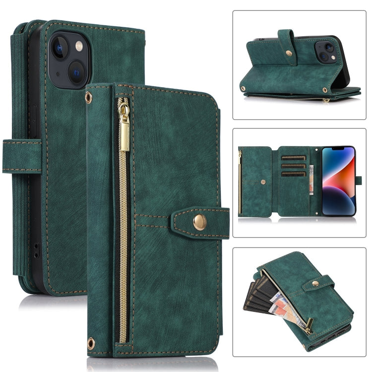 Custodia portafoglio in pelle con cerniera per iPhone 14 Pro Max