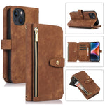 Custodia portafoglio in pelle con cerniera per iPhone 14 Pro Max
