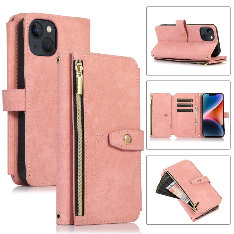 Custodia portafoglio in pelle con cerniera per iPhone 14 Pro Max