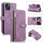 Custodia portafoglio in pelle con cerniera per iPhone 14 Pro Max