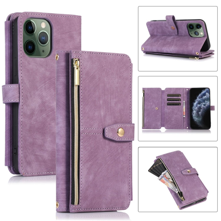 Custodia portafoglio in pelle con cerniera per iPhone XS e 11 Pro