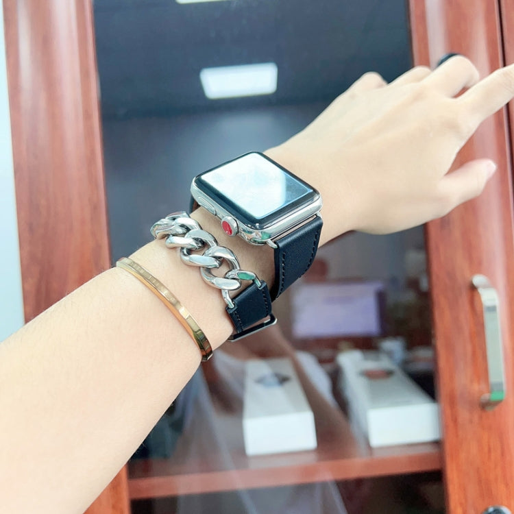 Cinturino in pelle e acciaio per Apple Watch Ultra 49mm e Series