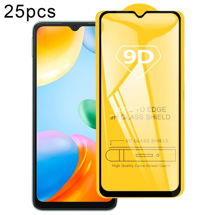 Pellicola vetro temperato 9D Full Glue per Xiaomi Redmi 10C 25 pezzi