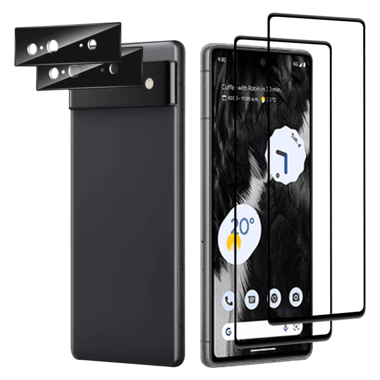 Pellicola vetro temperato completa con protezione lenti per Google Pixel 7 e
