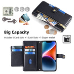 Custodia per telefono in pelle con portafoglio con cerniera a tracolla, For iPhone 13 mini, For iPhone 13, For iPhone 13 Pro, For iPhone 13 Pro Max