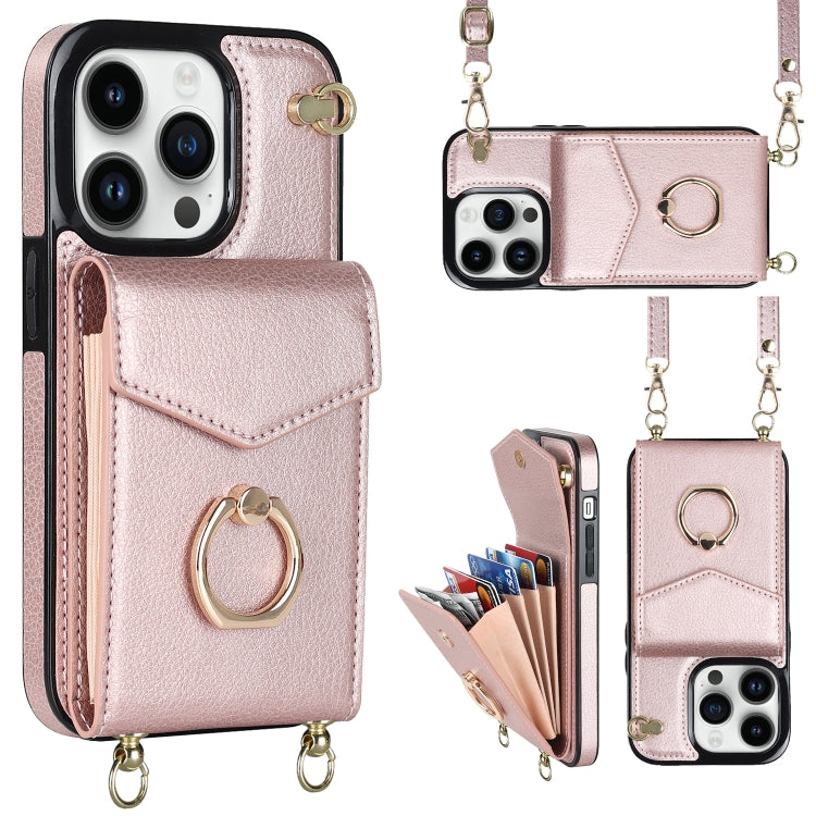 Custodia per telefono con slot per schede RFID con anello e cordino lungo, For iPhone 14, For iPhone 14 Plus, For iPhone 14 Pro, For iPhone 14 Pro Max