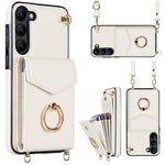 Custodia per telefono con slot per schede RFID con anello e cordino lungo, For Samsung Galaxy S23+ 5G, For Samsung Galaxy S23 Ultra 5G
