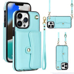 Custodia per telefono con slot per schede RFID con cordino lungo, For iPhone 13 Pro