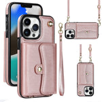 Custodia per telefono con slot per schede RFID con cordino lungo, For iPhone 13 Pro